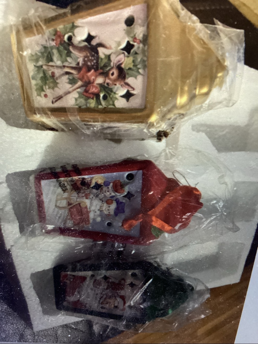 Set of 3 Decorative Holiday Bell Ornaments - Green, Red, Gold